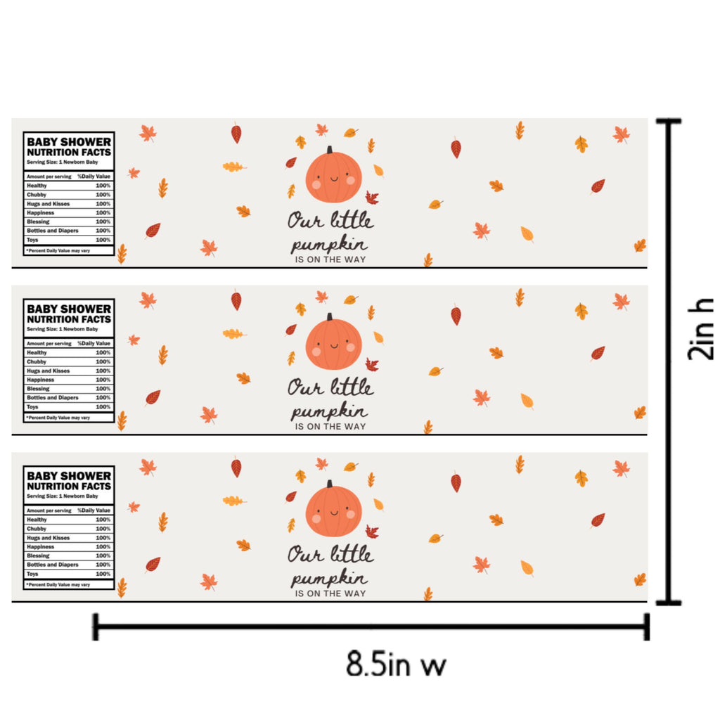 Our Little Pumpkin Is On The Way| Baby Shower Water Bottle Labels | Set of 12 | Table Accents