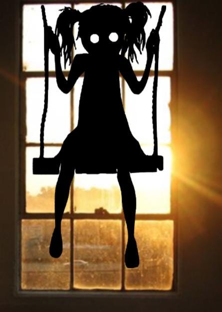 Halloween Spooky Girl Swinging Window Cling Decal | 23H | Reusable| Halloween Decals