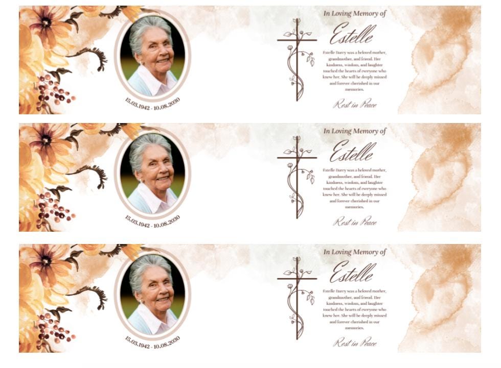 Personalized Funeral Water Bottle Labels |12pcs | In Loving Memory| Memorial Bottle Stickers|White Floral Design