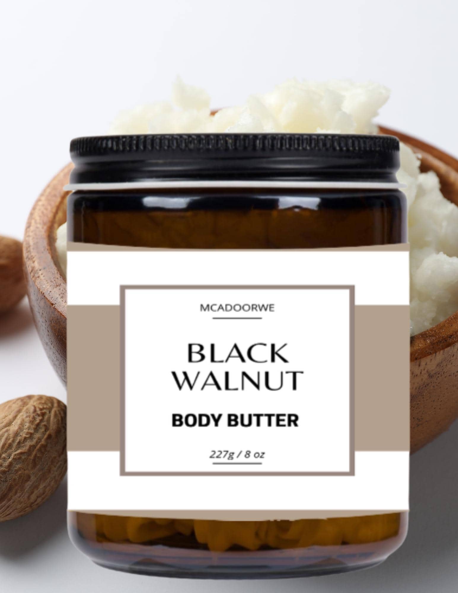 Black Walnut Whipped Body Butter | Handmade Organic Shea Mango Cocoa Blend |8 oz Jar