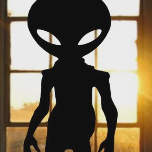Alien Silhouette Window Decal | Large Reusable Halloween Static Cling | Black