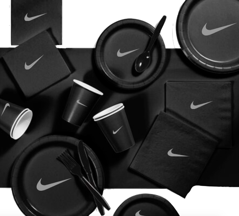 Custom Sw00sh Party, Birthday Party Dinnerware Set of 60 total pieces-Black