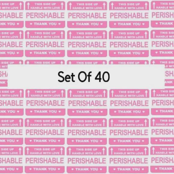 Pink Shipping Labels Set, Heavy and Perishable Warning Stickers, Handle with Care Labels, 32 Count