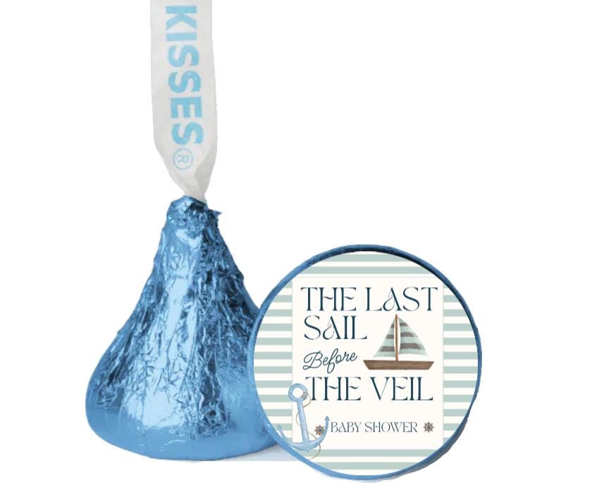Last Sail Before the Veil Chocolate Candy Stickers | Baby Shower or Gender Reveal Candy favors| Glossy| 100ct
