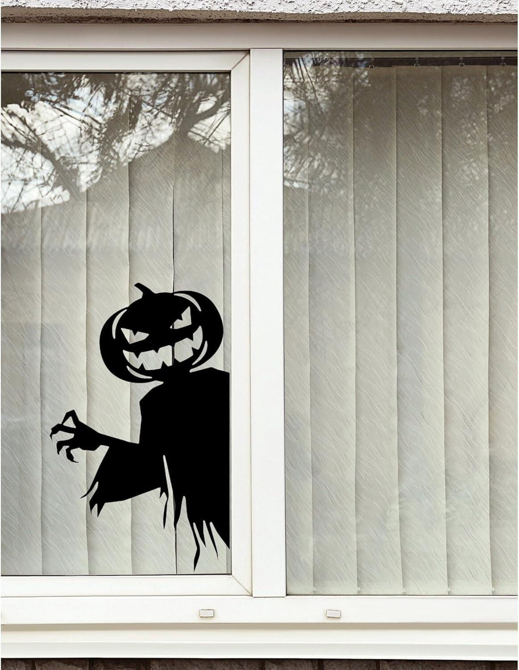 Halloween Window Decal, Peeking Pumpkin Head Ghost Silhouette, 16.5 x 11.5 in