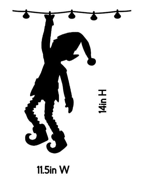 Hanging Elf Window Cling Decal | Large Christmas Silhouette | Reusable| Christmas Decor| 14 H