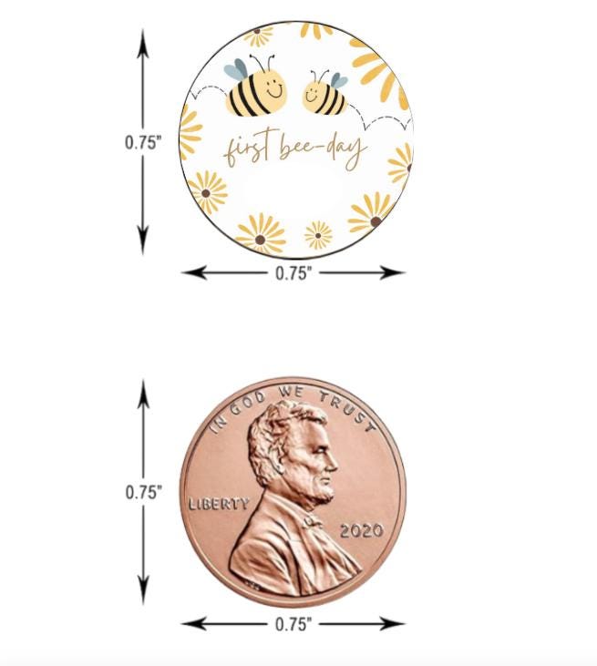 1st Bee-Day Mini Candy Labels | Bumble Bee 1st Birthday Stickers | 100ct| Glossy