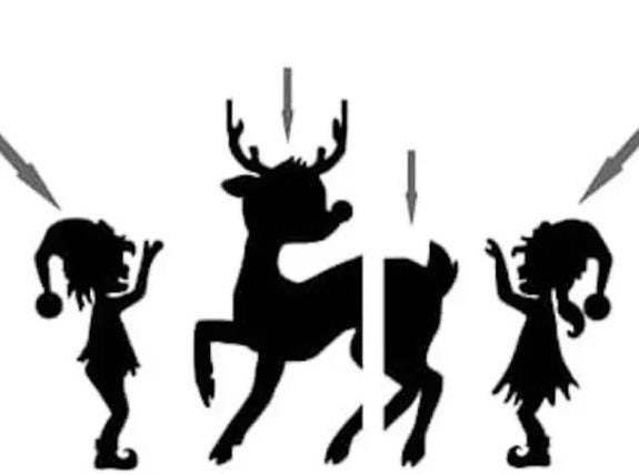 Christmas Window Decal Set, Reindeer and Elves Silhouette, 23 x 15 Inches