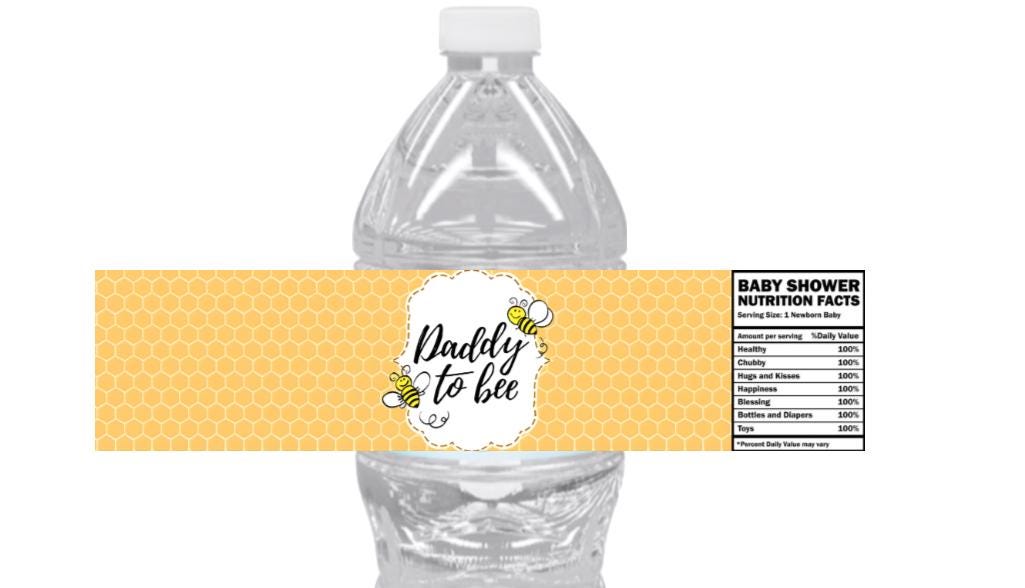 Daddy To BEE Baby Shower Water Bottle Labels | Bumble Bee Theme | 12pcs| Glossy