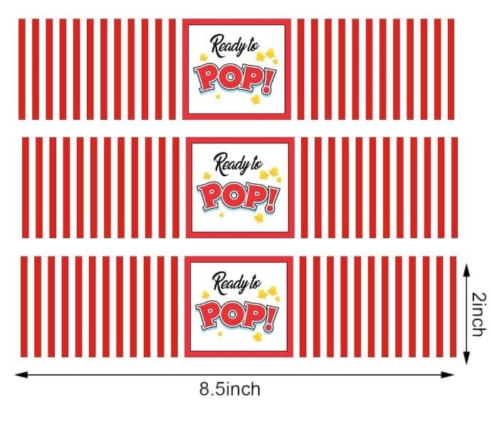Ready To Pop Baby Shower Water Bottle Labels | Popcorn Theme