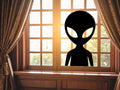 Reusable Alien Window Cling Decal | Large Silhouette Peel and Stick | 11.5 x 20 in