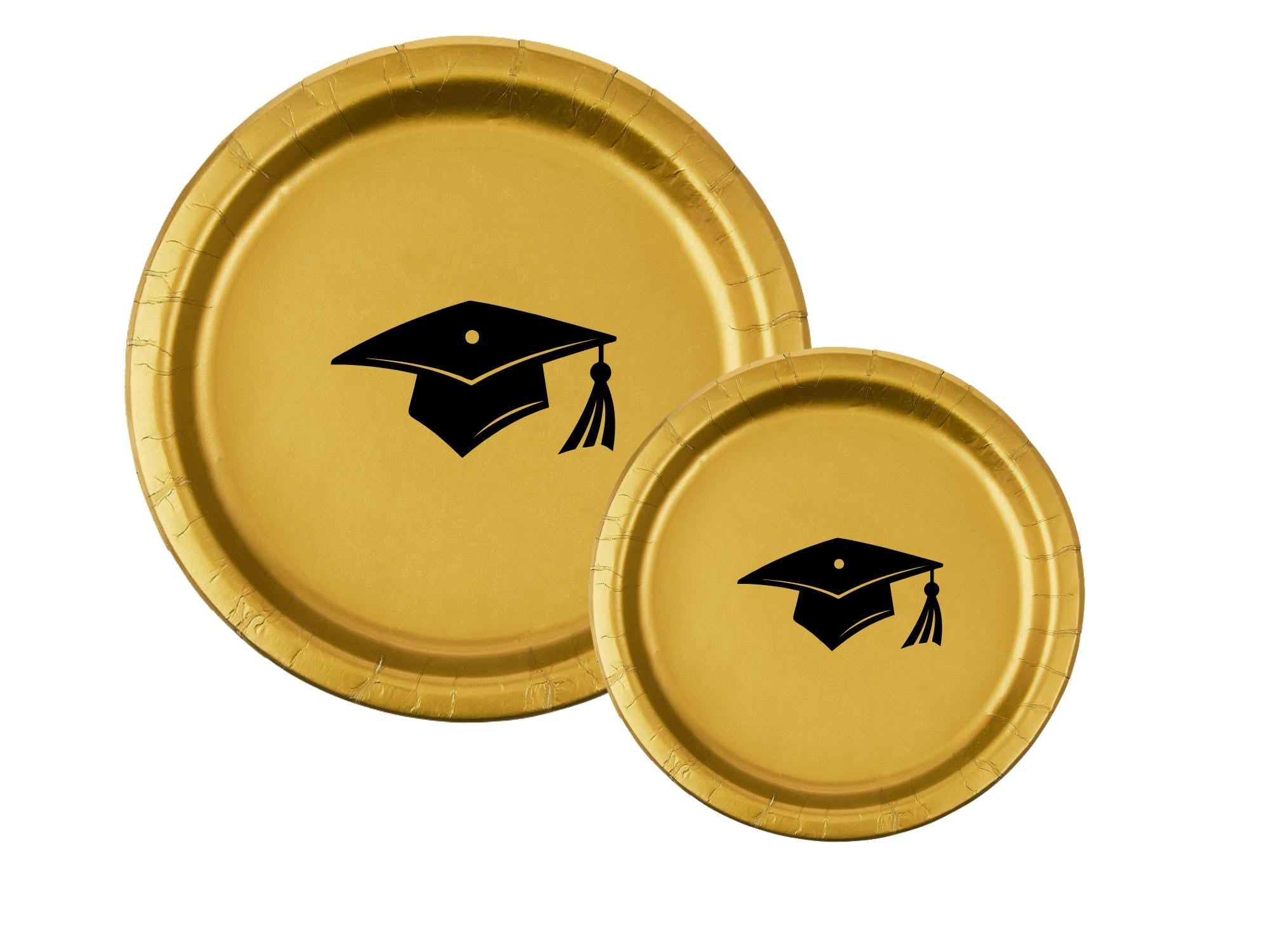 Graduation Party Paper Plates Set | Gold Tableware | 40 Piece Kit