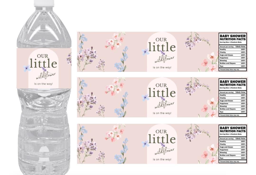 Our Little Wildflower is On The Way Water Bottle Labels | Elegant| 12ct|Floral Baby Shower