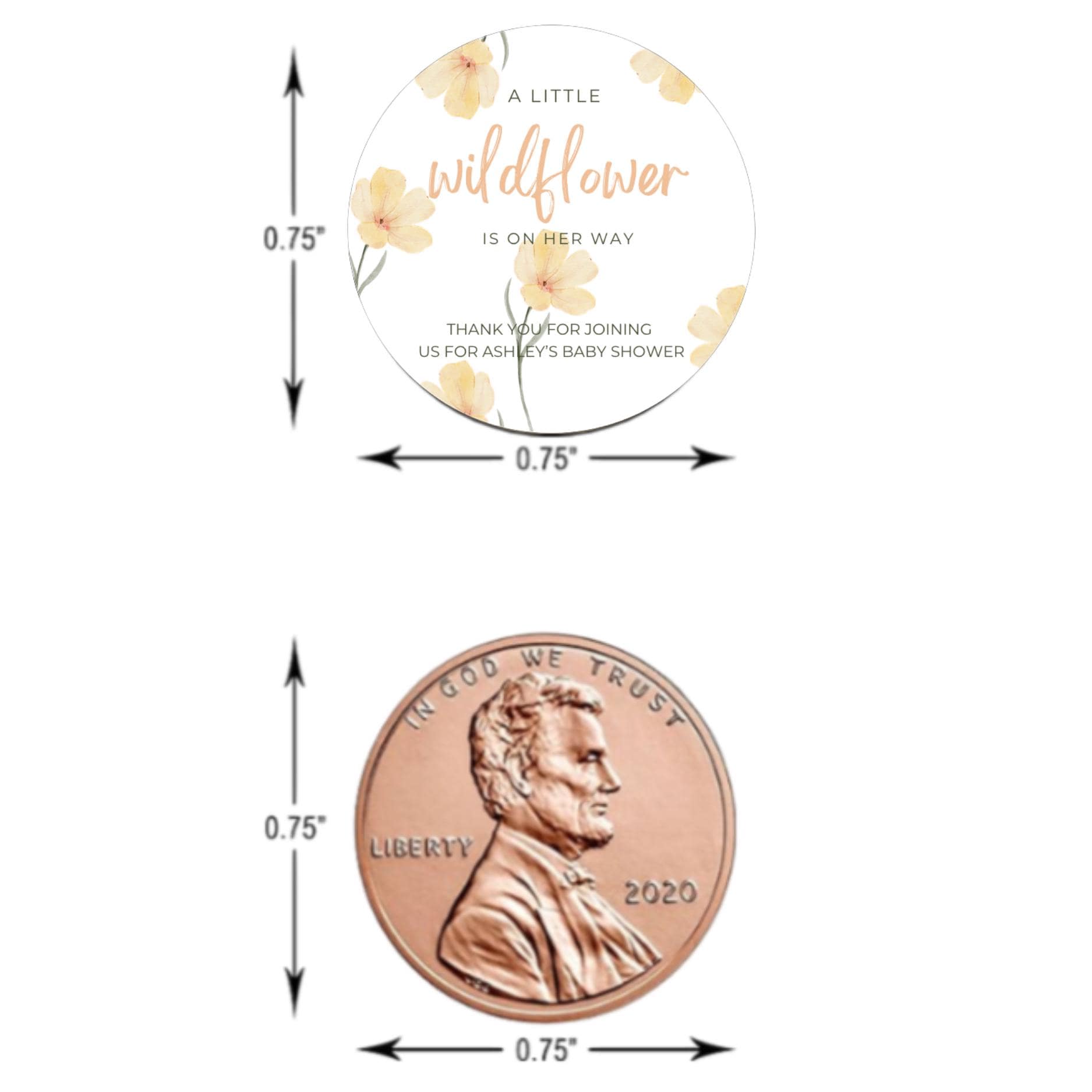 Our Little Wildflower Is On The Way|Baby Shower Candy Stickers| 100ct|Glossy| Candy Table Accents