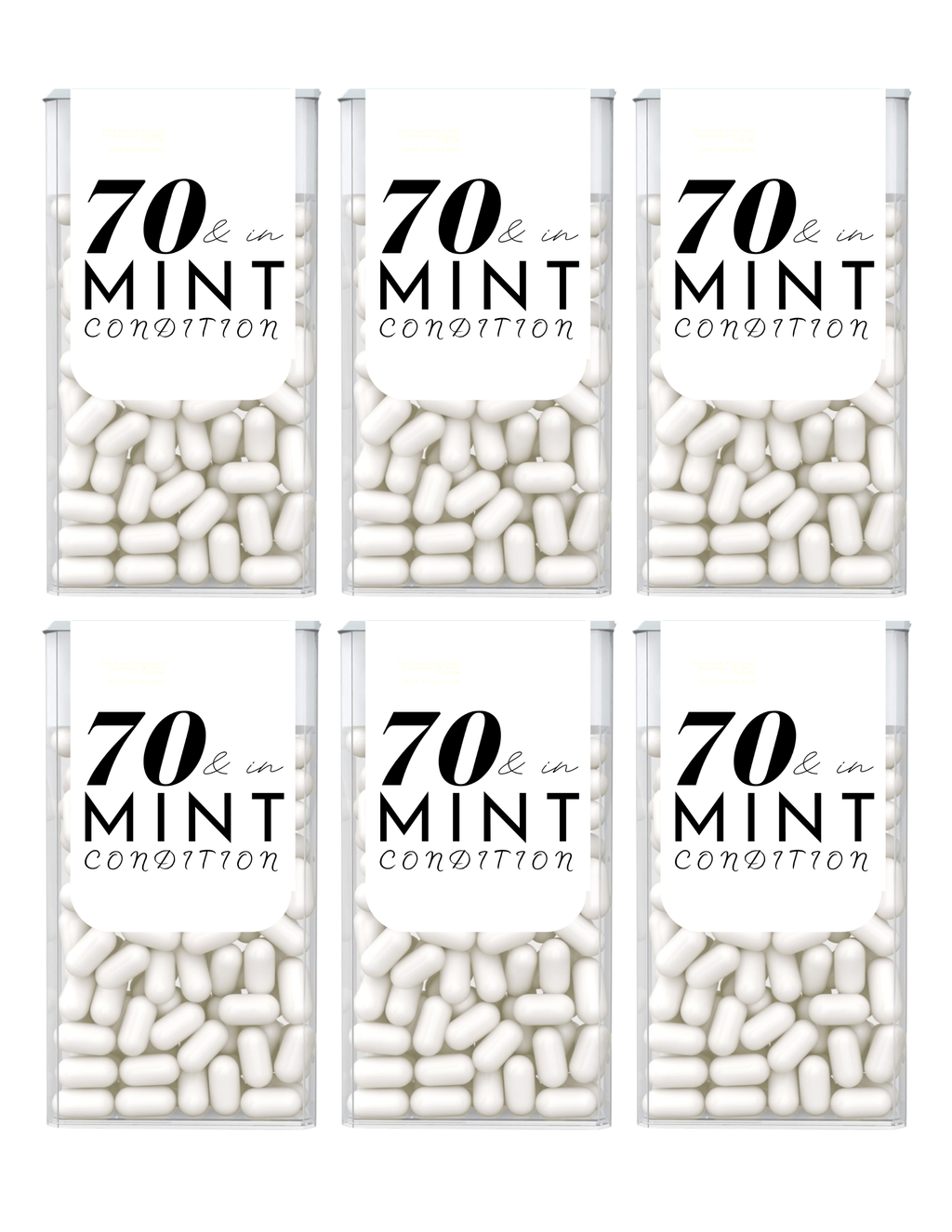 Seventy And In Mint Condition Birthday Mint Candy Labels | 70th Birthday Party Favors | Set of 30 | Pre-Printed Ready To Ship