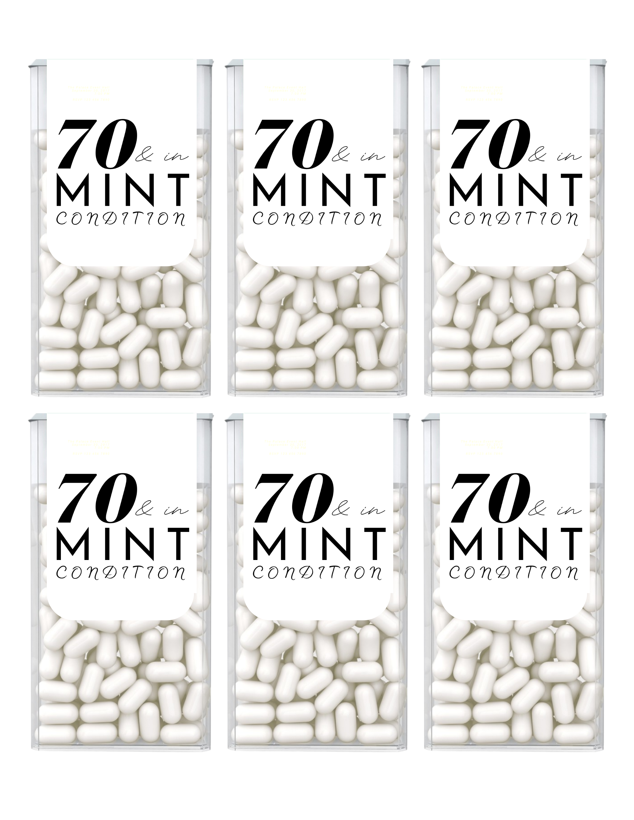 Seventy And In Mint Condition Birthday Mint Candy Labels | 70th Birthday Party Favors | Set of 30 | Pre-Printed Ready To Ship