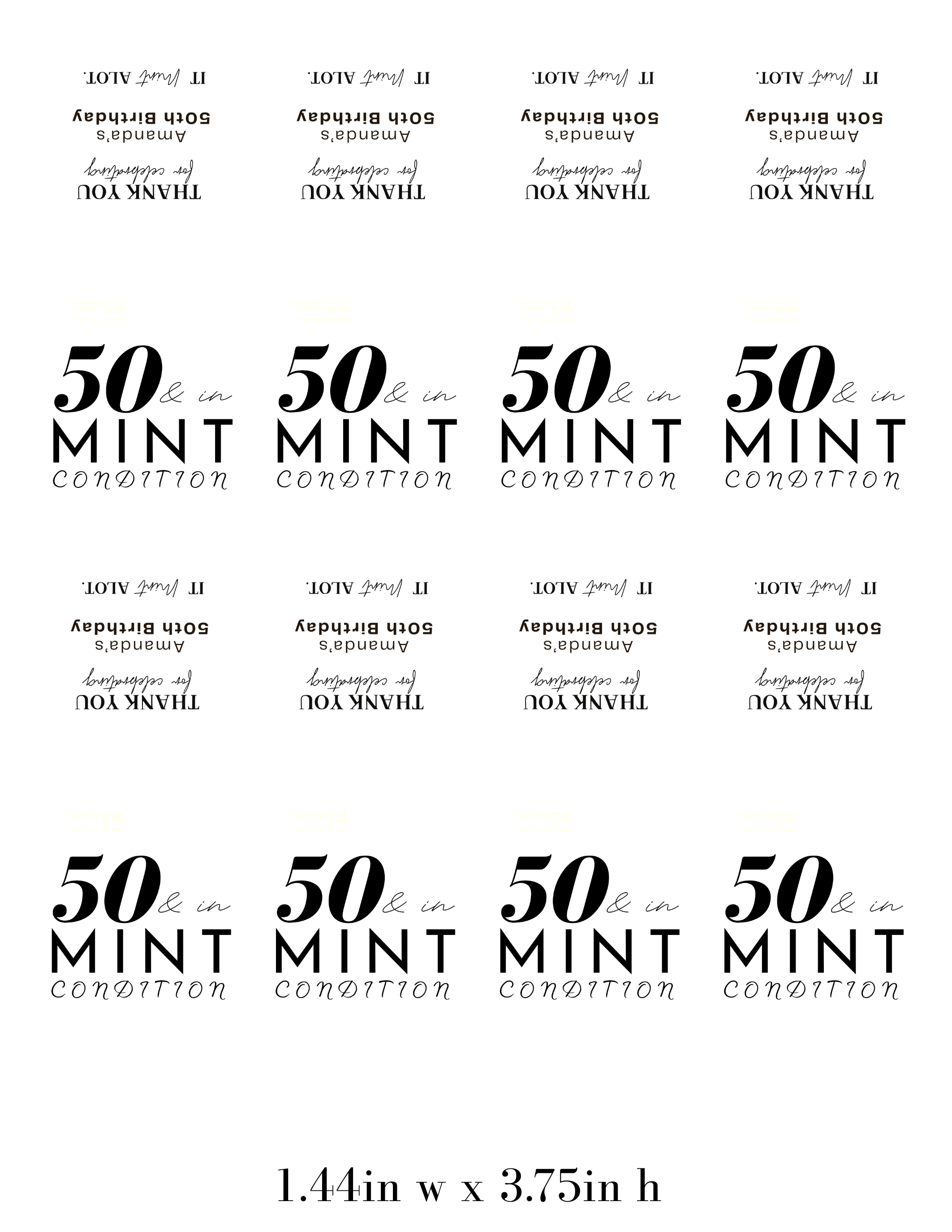 50 And In Mint Condition Birthday Mint Candy Labels | Fiftieth Birthday Favors | Party Keepsake Labels | Set of 30