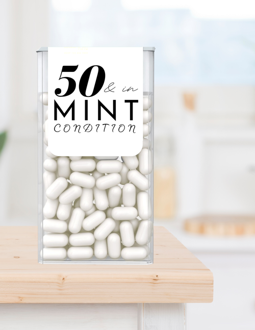 50 And In Mint Condition Birthday Mint Candy Labels | Fiftieth Birthday Favors | Party Keepsake Labels | Set of 30