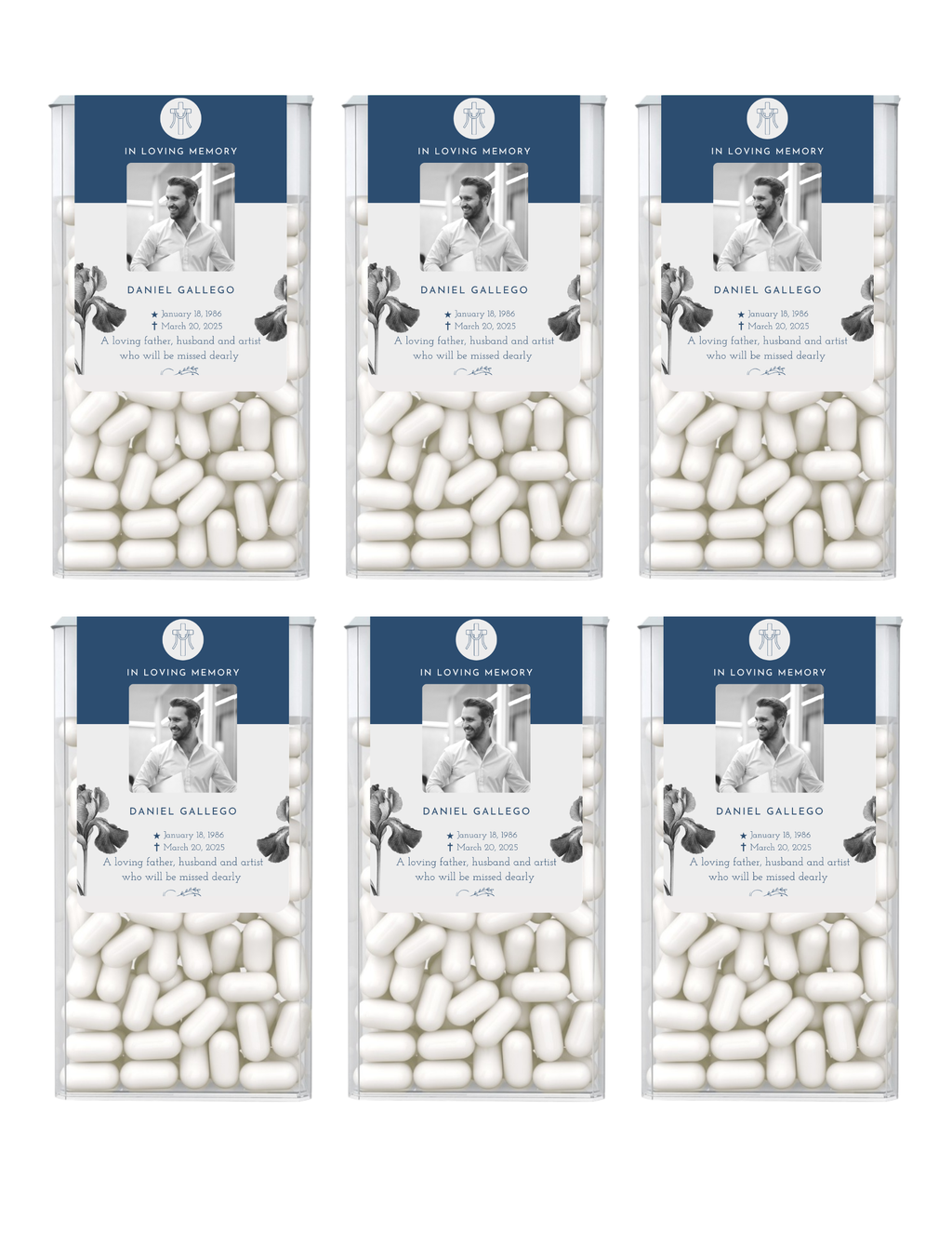 In Loving Memory | Memorial Mint Labels | Personalized Photo Tribute | Funeral Mint Candy Favors | Custom Memorial Keepsakes | Set of 30