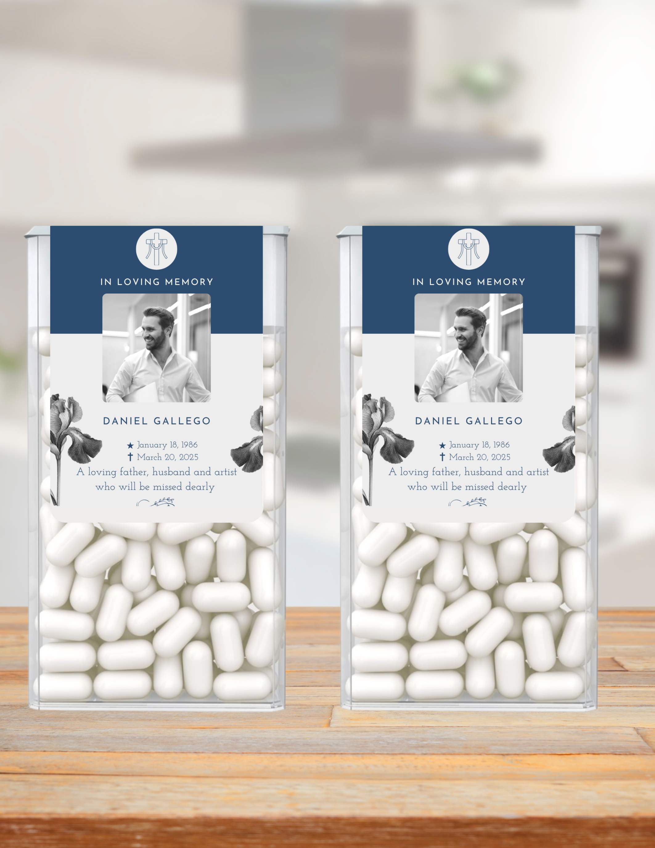 In Loving Memory | Memorial Mint Labels | Personalized Photo Tribute | Funeral Mint Candy Favors | Custom Memorial Keepsakes | Set of 30