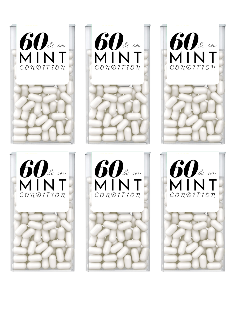 Sixty And In Mint Condition Birthday Mint Candy Labels | 60th Birthday Favors | Party Keepsake Labels | Set of 30