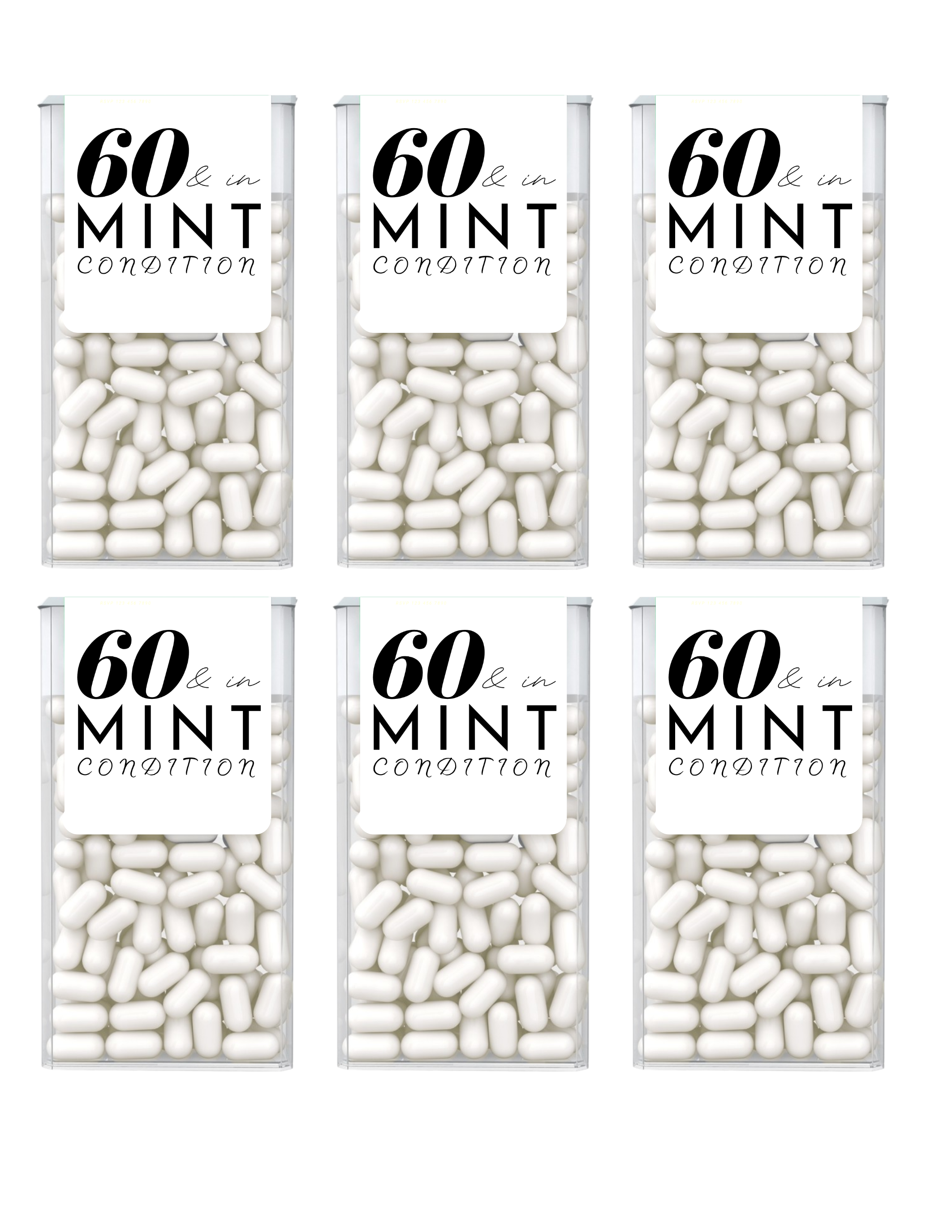 Sixty And In Mint Condition Birthday Mint Candy Labels | 60th Birthday Favors | Party Keepsake Labels | Set of 30