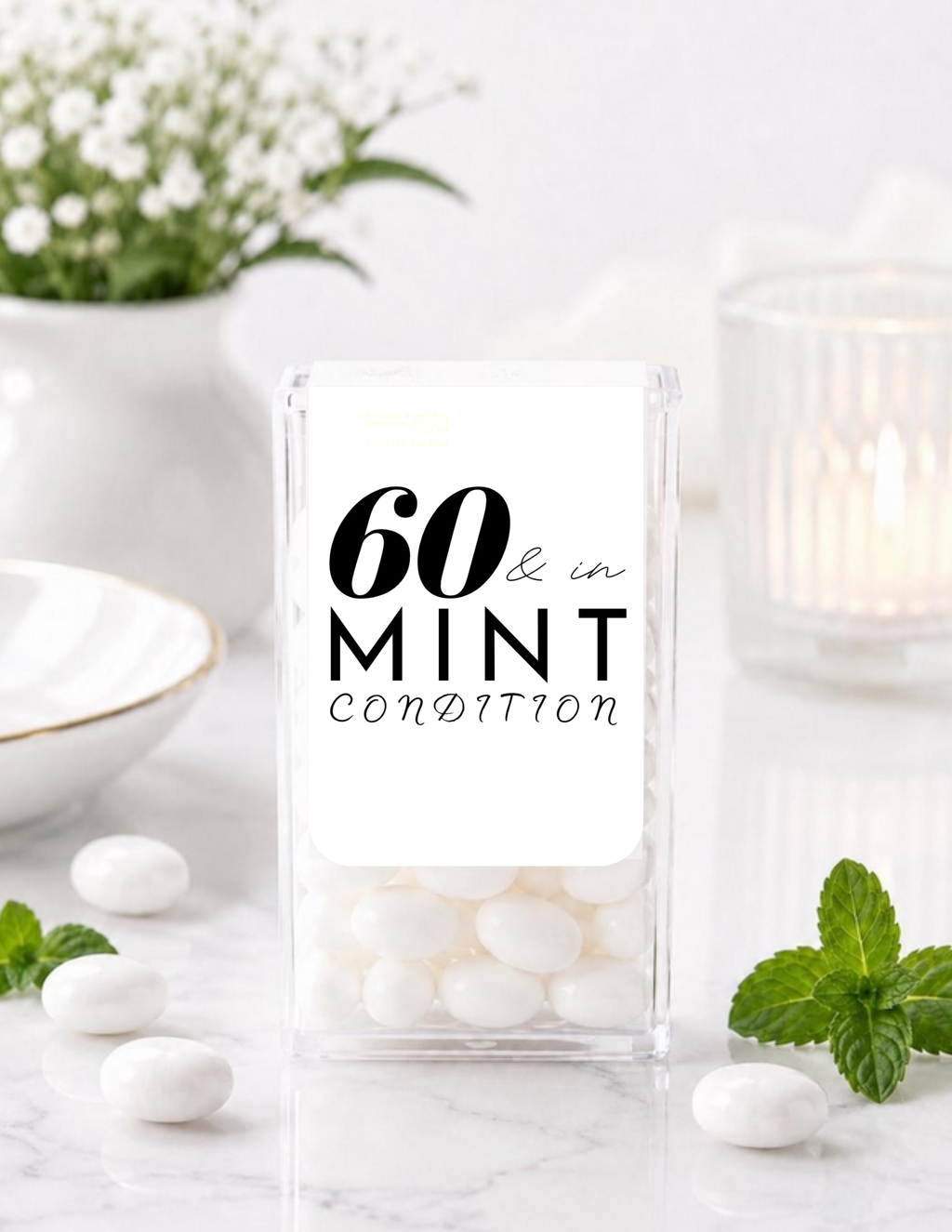 Sixty And In Mint Condition Birthday Mint Candy Labels | 60th Birthday Favors | Party Keepsake Labels | Set of 30