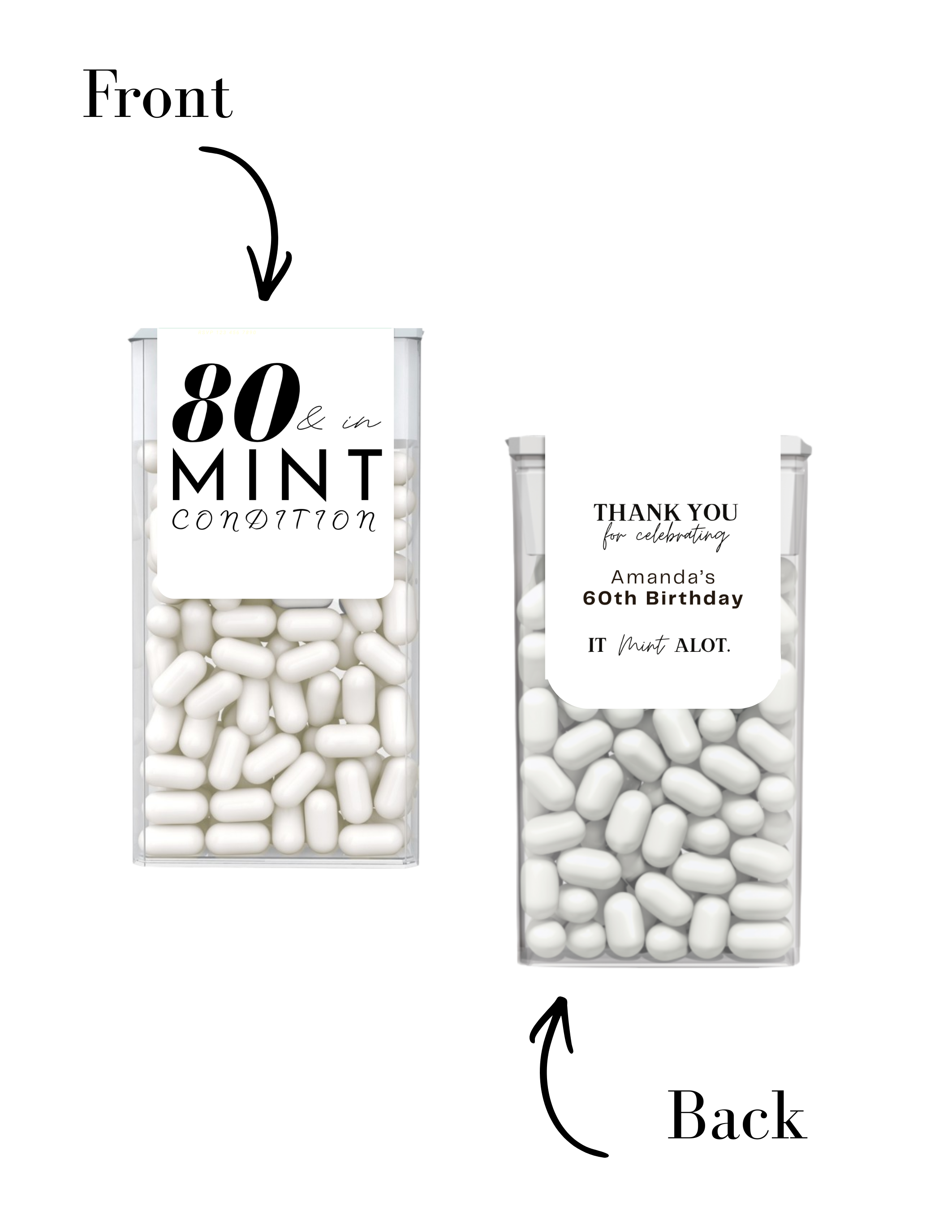 Eighty And In Mint Condition Birthday Mint Candy Labels | 80th Birthday Favors | Party Keepsake Labels | Set of 30