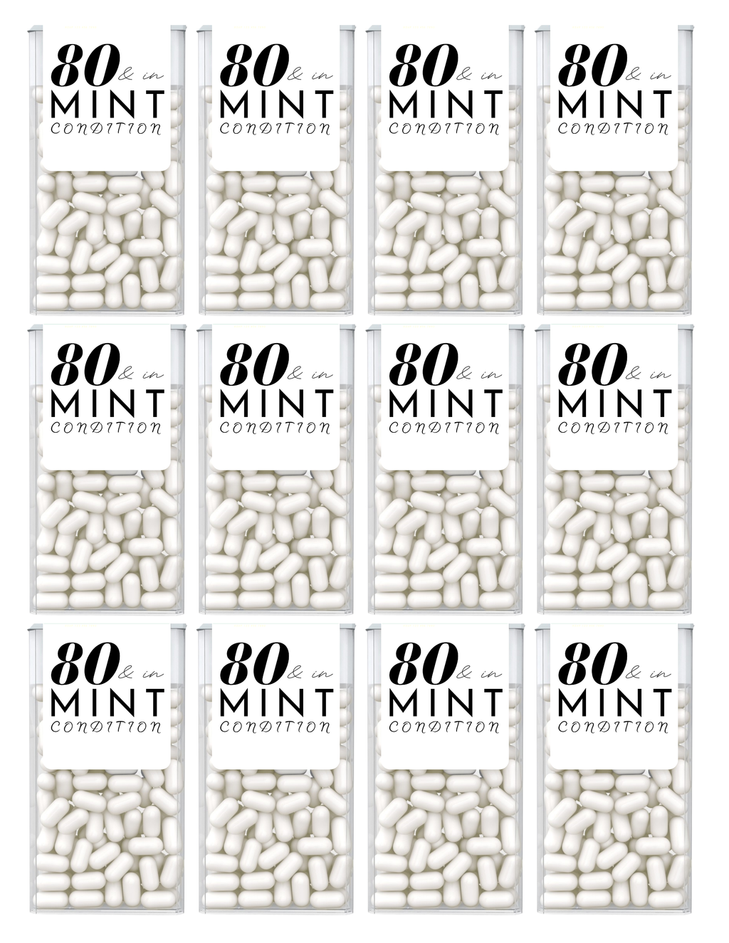 Eighty And In Mint Condition Birthday Mint Candy Labels | 80th Birthday Favors | Party Keepsake Labels | Set of 30