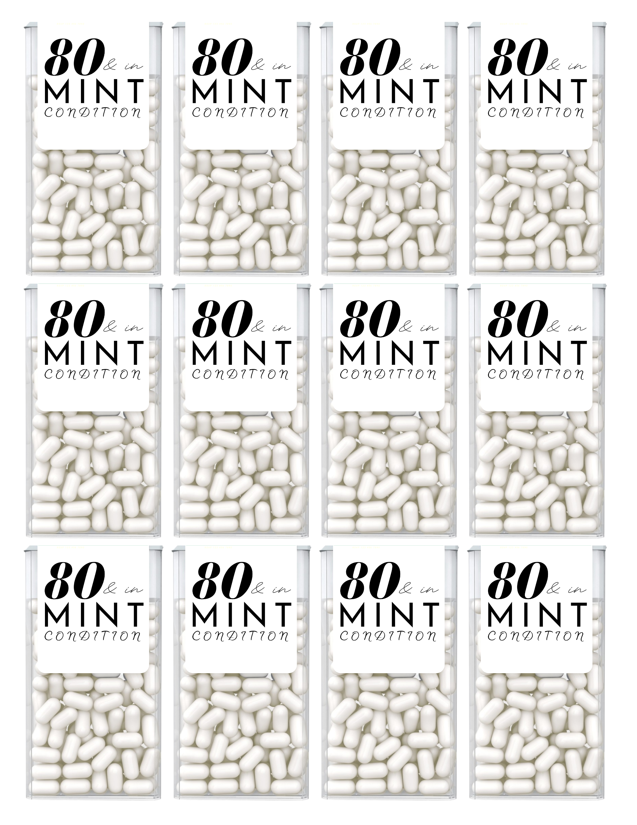 Eighty And In Mint Condition Birthday Mint Candy Labels | 80th Birthday Favors | Party Keepsake Labels | Set of 30