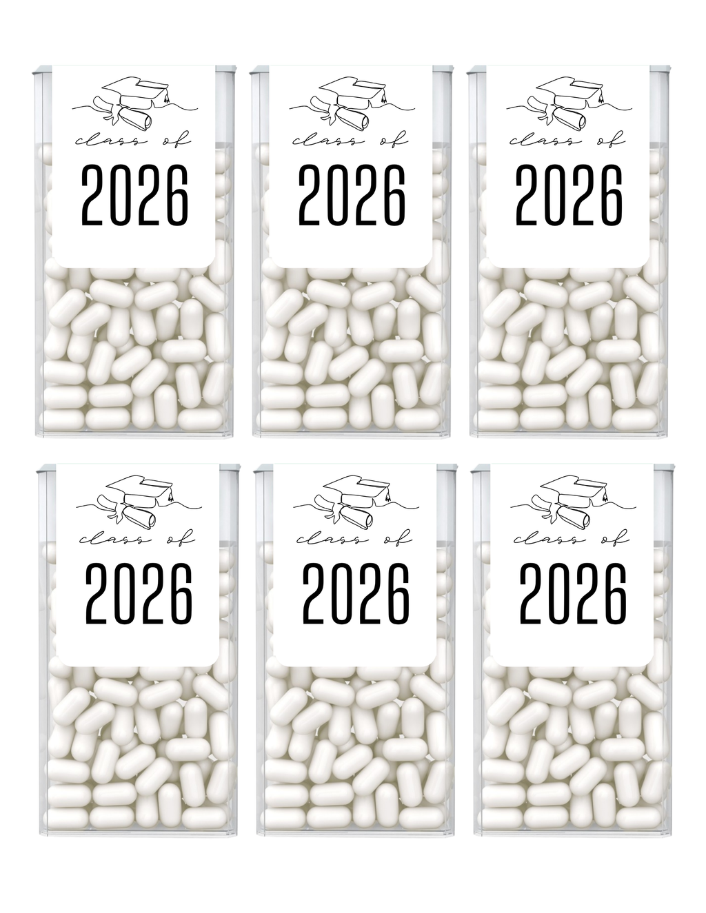 Class Of 2026 Graduation Mint Labels | Personalized Party Favors | Graduation Nutrition Facts | Mint Candy Labels | Set of 30