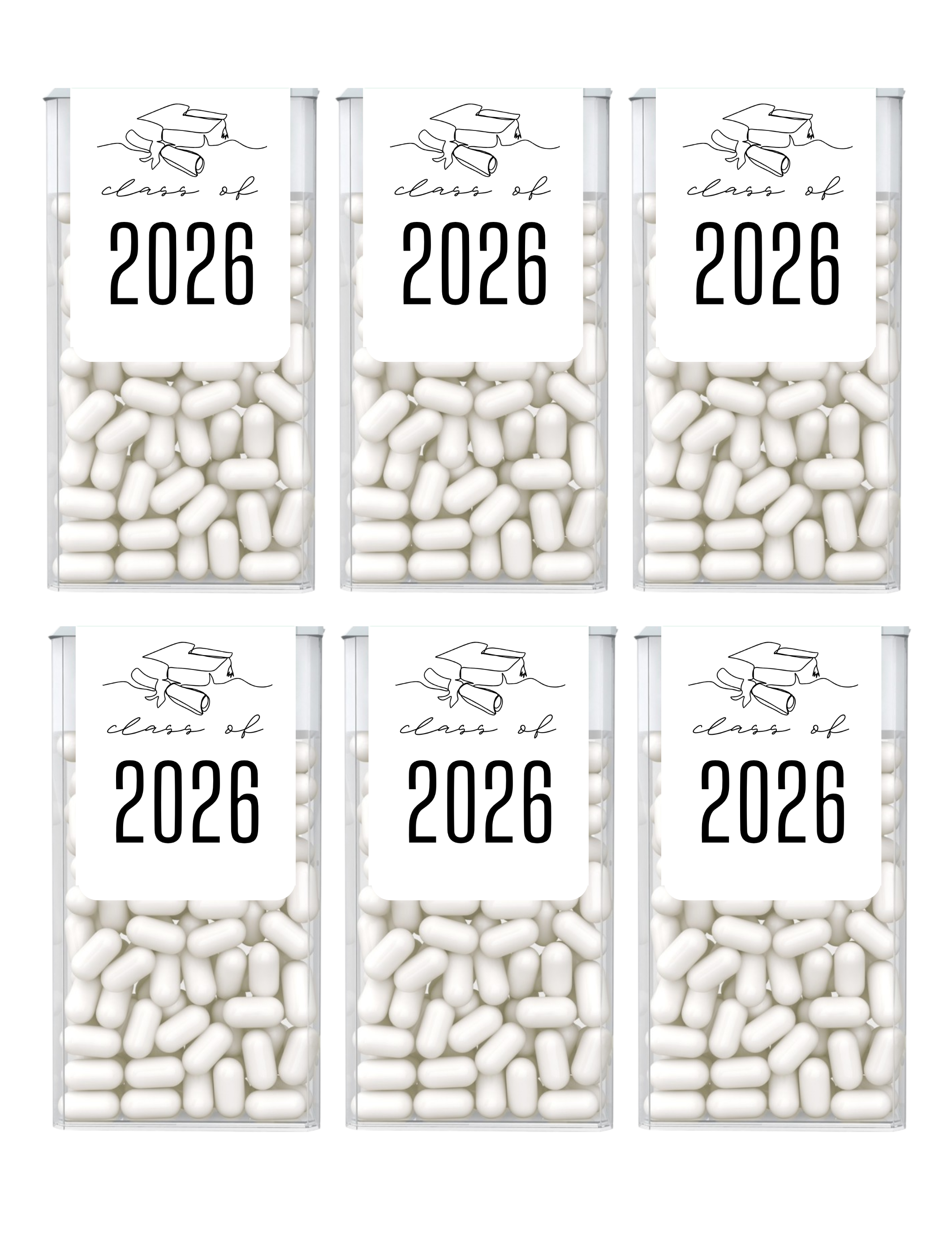 Class Of 2026 Graduation Mint Labels | Personalized Party Favors | Graduation Nutrition Facts | Mint Candy Labels | Set of 30