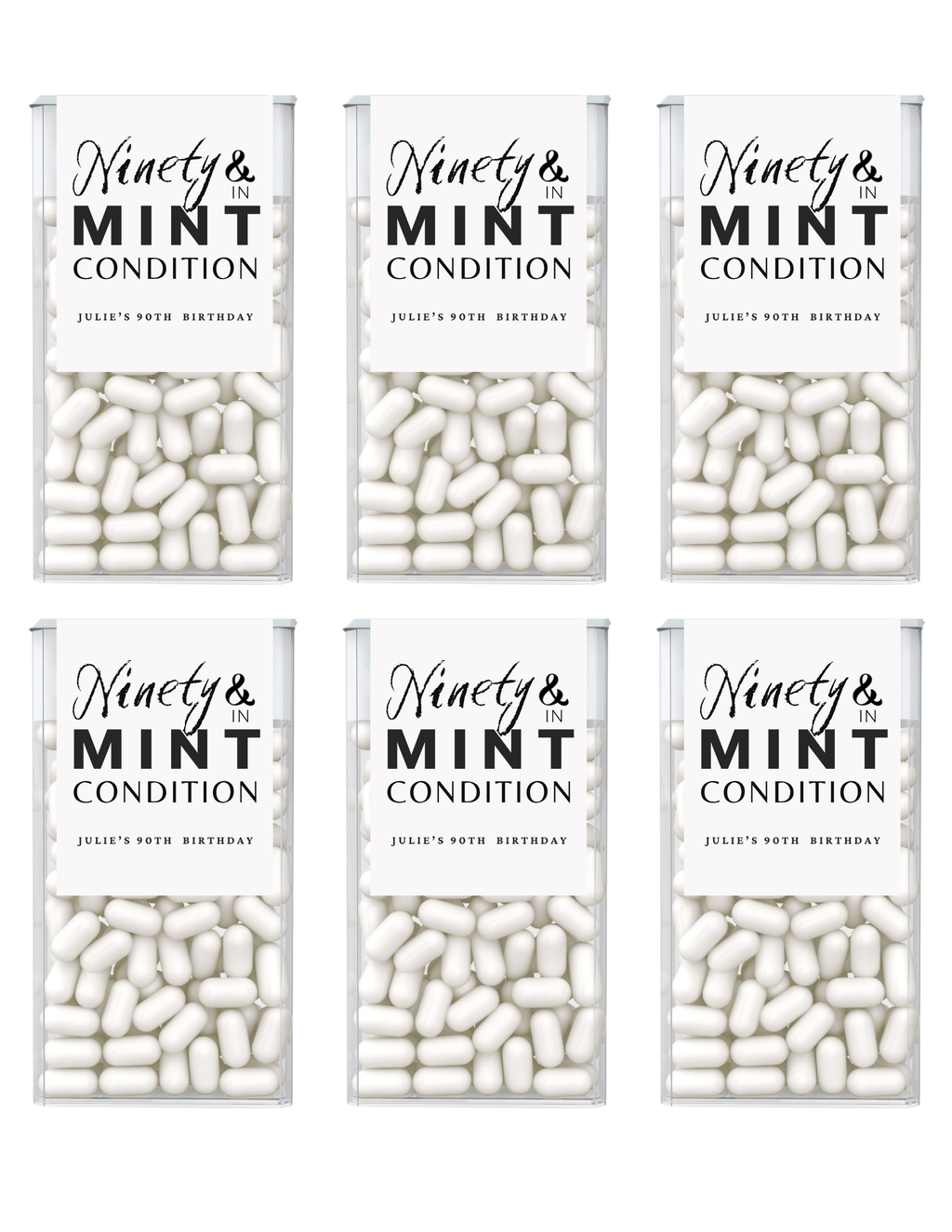 Ninety And In Mint Condition Birthday Mint Candy Labels | 90th Birthday favors | Celebration Keepsake Labels| Set of 30