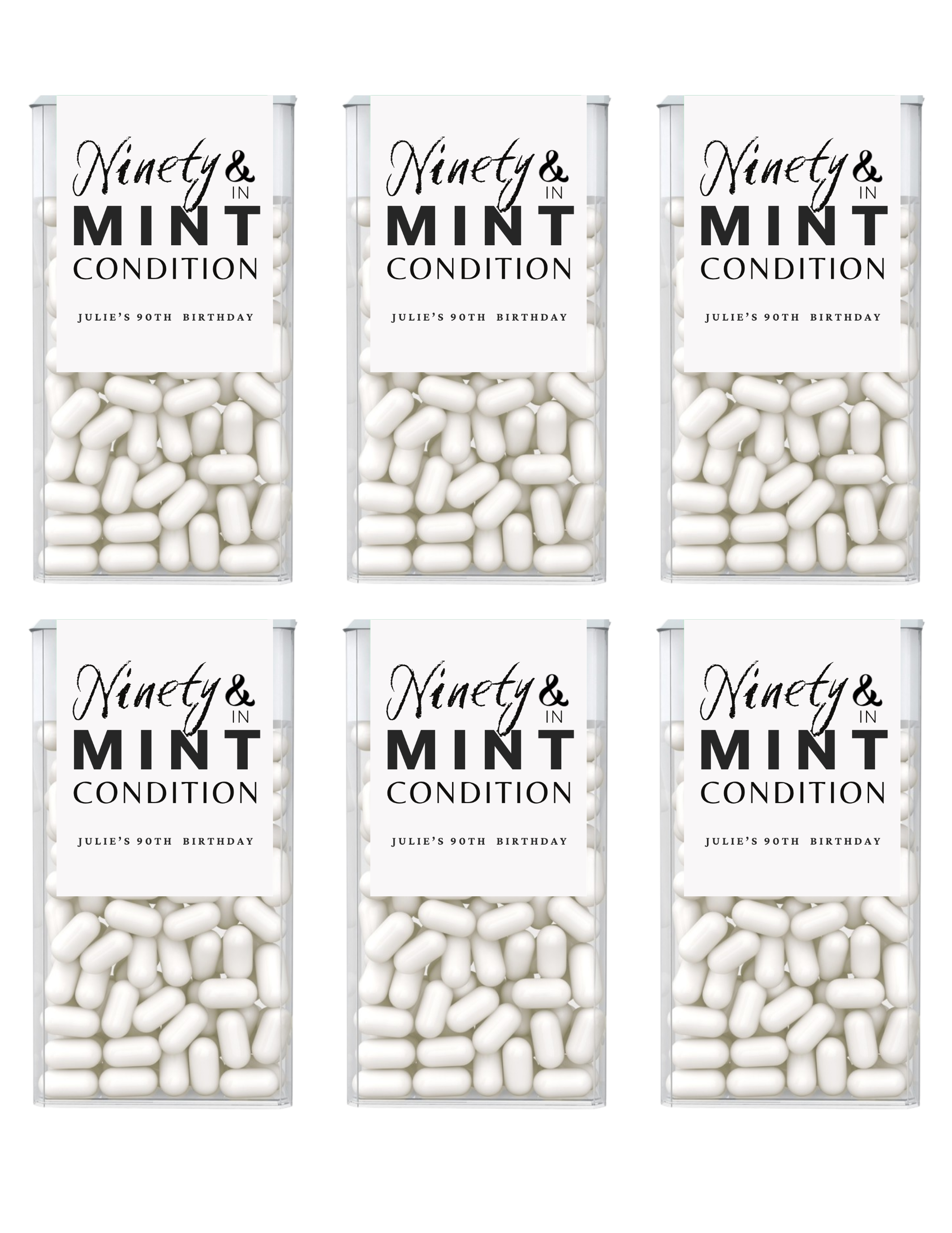 Ninety And In Mint Condition Birthday Mint Candy Labels | 90th Birthday favors | Celebration Keepsake Labels| Set of 30