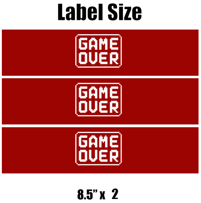 Game Over Gamer Water Bottle Labels | Set Of 12 | Gaming Theme Drink Wraps | Birthday Favors