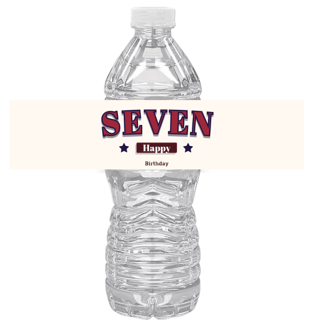 Seven Birthday Party Water Bottle Labels | Set Of 12 | Fun Drink Wraps| 7th Birthday Milestone Party Favors