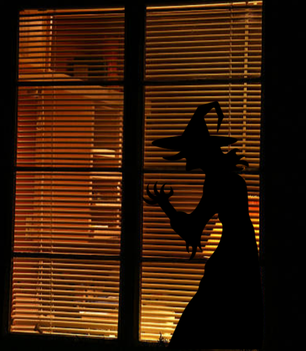 Spooky Witch Silhouette | Halloween Window Cling | Large Static Decal | Window Decor Display | Indoor Halloween Accent