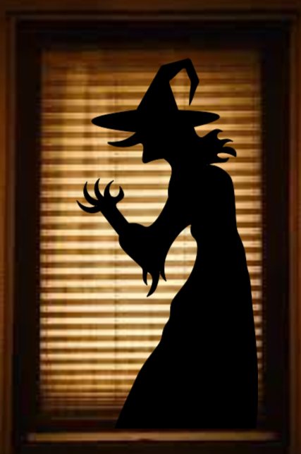 Spooky Witch Silhouette | Halloween Window Cling | Large Static Decal | Window Decor Display | Indoor Halloween Accent
