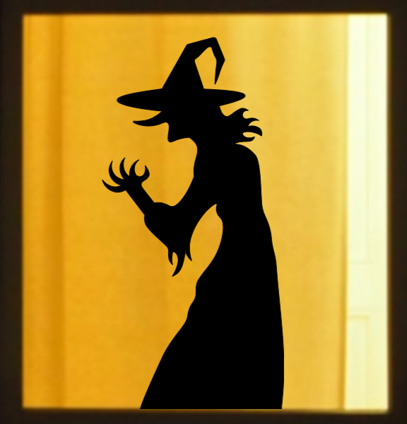 Spooky Witch Silhouette | Halloween Window Cling | Large Static Decal | Window Decor Display | Indoor Halloween Accent