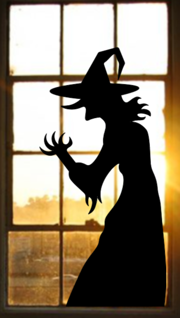 Spooky Witch Silhouette | Halloween Window Cling | Large Static Decal | Window Decor Display | Indoor Halloween Accent