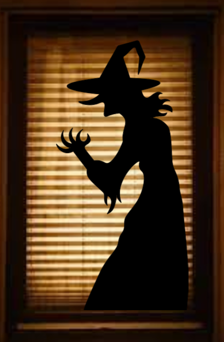 Spooky Witch Silhouette | Halloween Window Cling | Large Static Decal | Window Decor Display | Indoor Halloween Accent