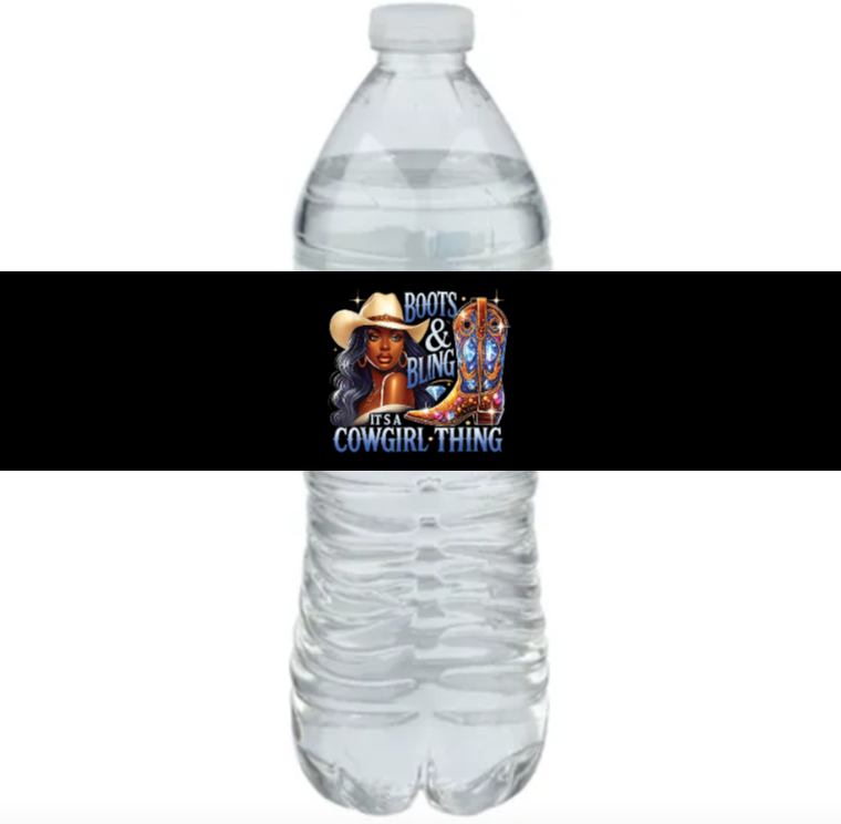 Boots And Bling | Cowgirl Thing Party Water Bottle Labels | Set Of 12|  Western Birthday Favors | Drink Wraps Stylish