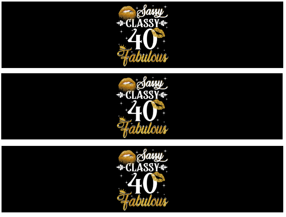 Sassy Classy 40th Birthday Water Bottle Labels | Set Of 12 | Milestone Favors | Drink Wraps Stylish