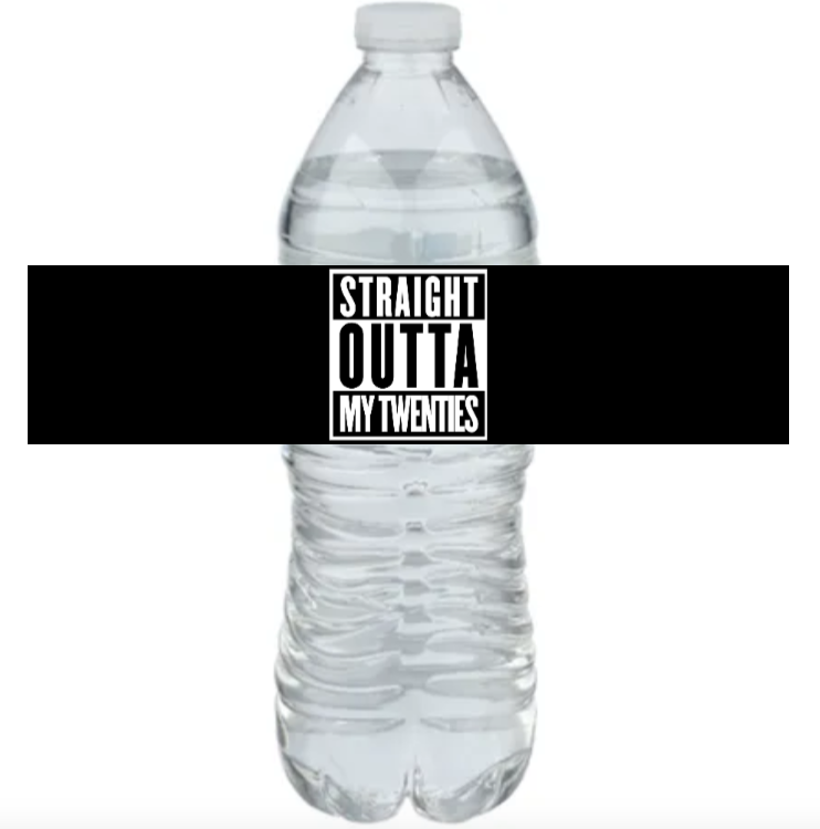 Straight Outta My Twenties Birthday Water Bottle Labels | Set Of 12 | 30th Party Favors | Drink Wraps
