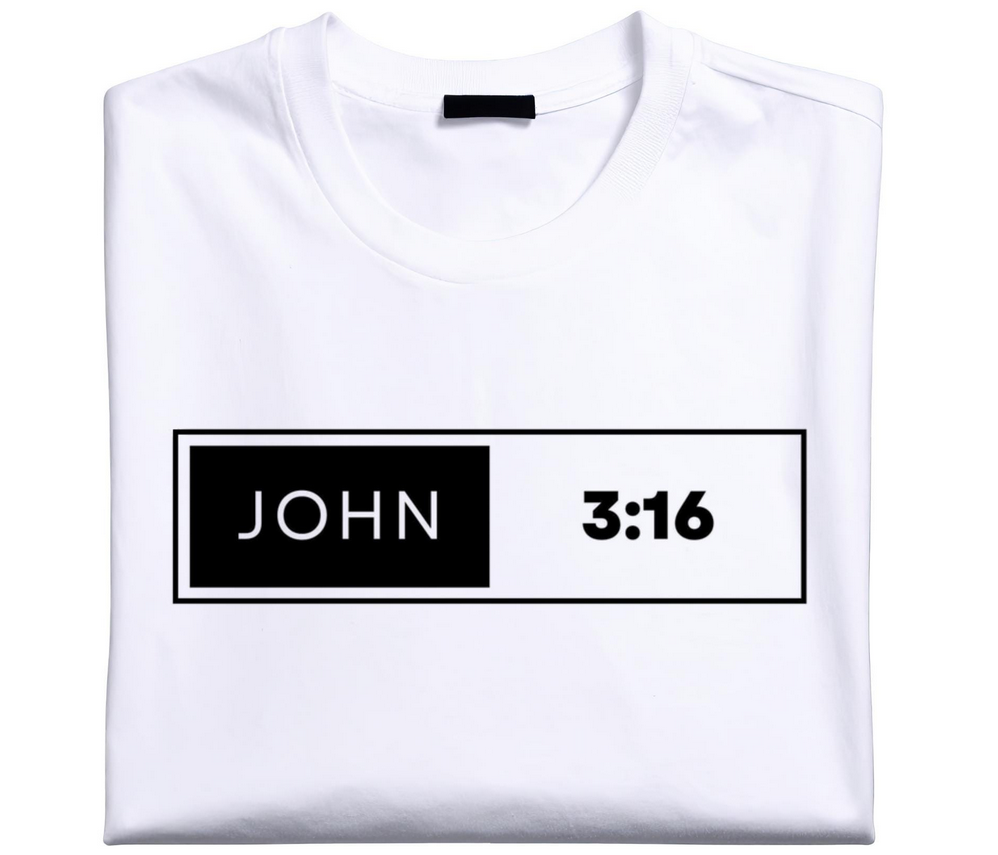 John 3:16 Iron On Vinyl Decal | Faith Scripture Design | Heat Transfer HTV | No Background