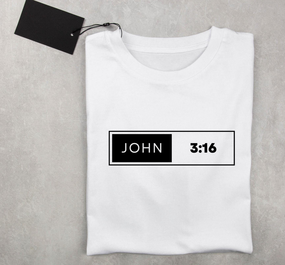 John 3:16 Iron On Vinyl Decal | Faith Scripture Design | Heat Transfer HTV | No Background