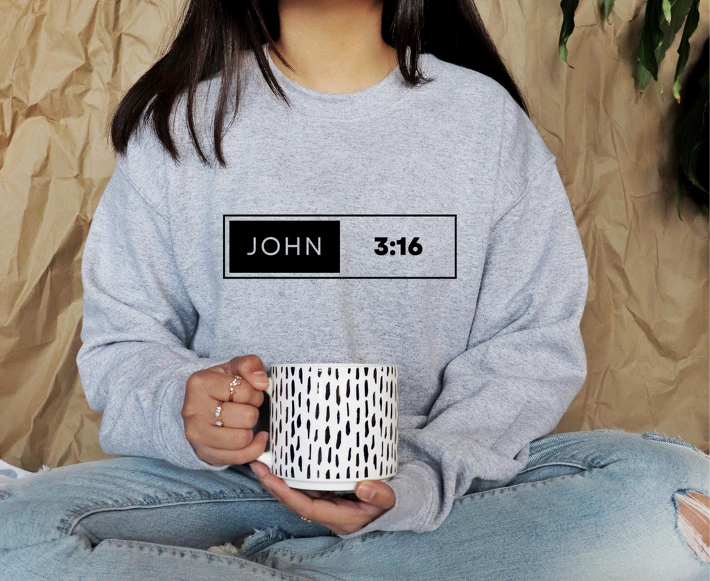John 3:16 Iron On Vinyl Decal | Faith Scripture Design | Heat Transfer HTV | No Background