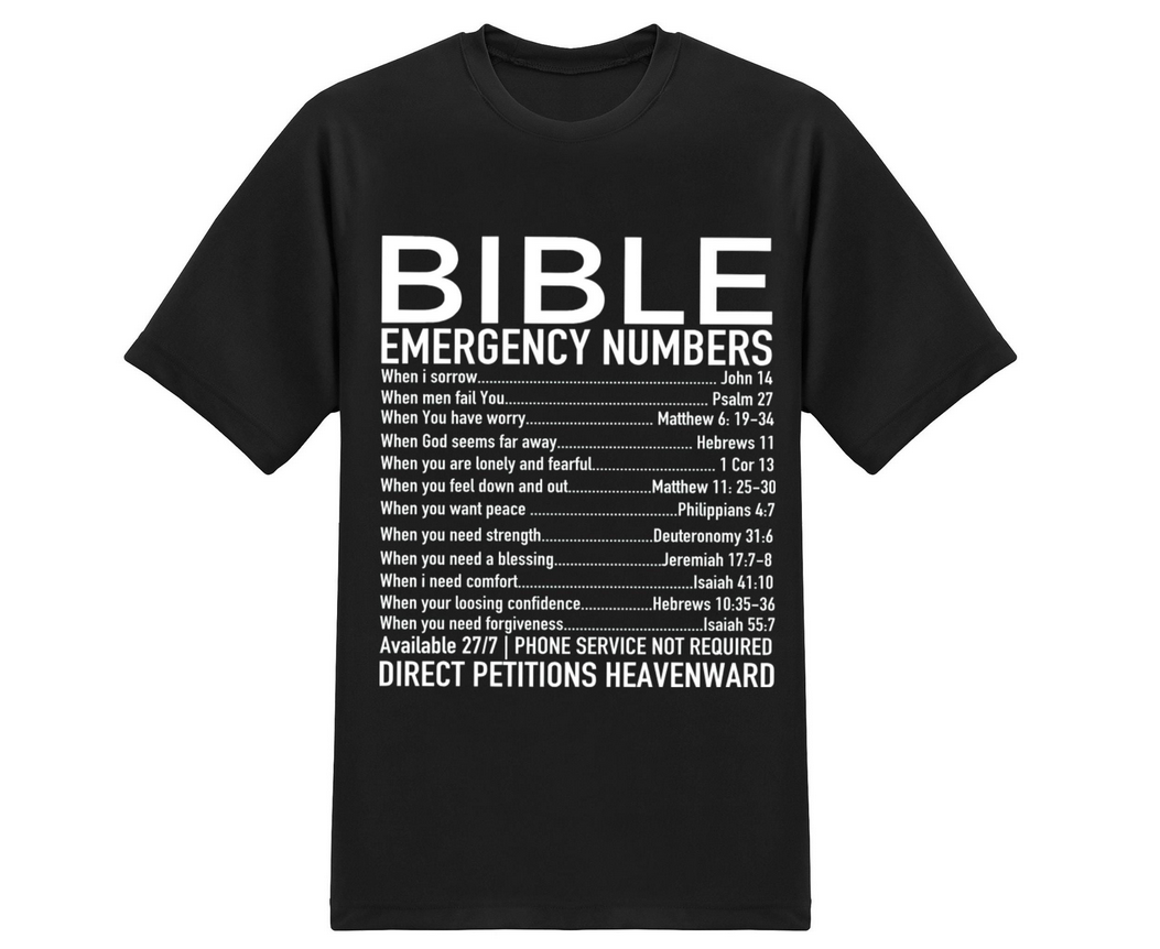 Bible Emergency Numbers Heat Transfer Iron On Vinyl decal | 11.5x13 Faith Decal | Scripture Apparel |Direct Petitions Heavenwards