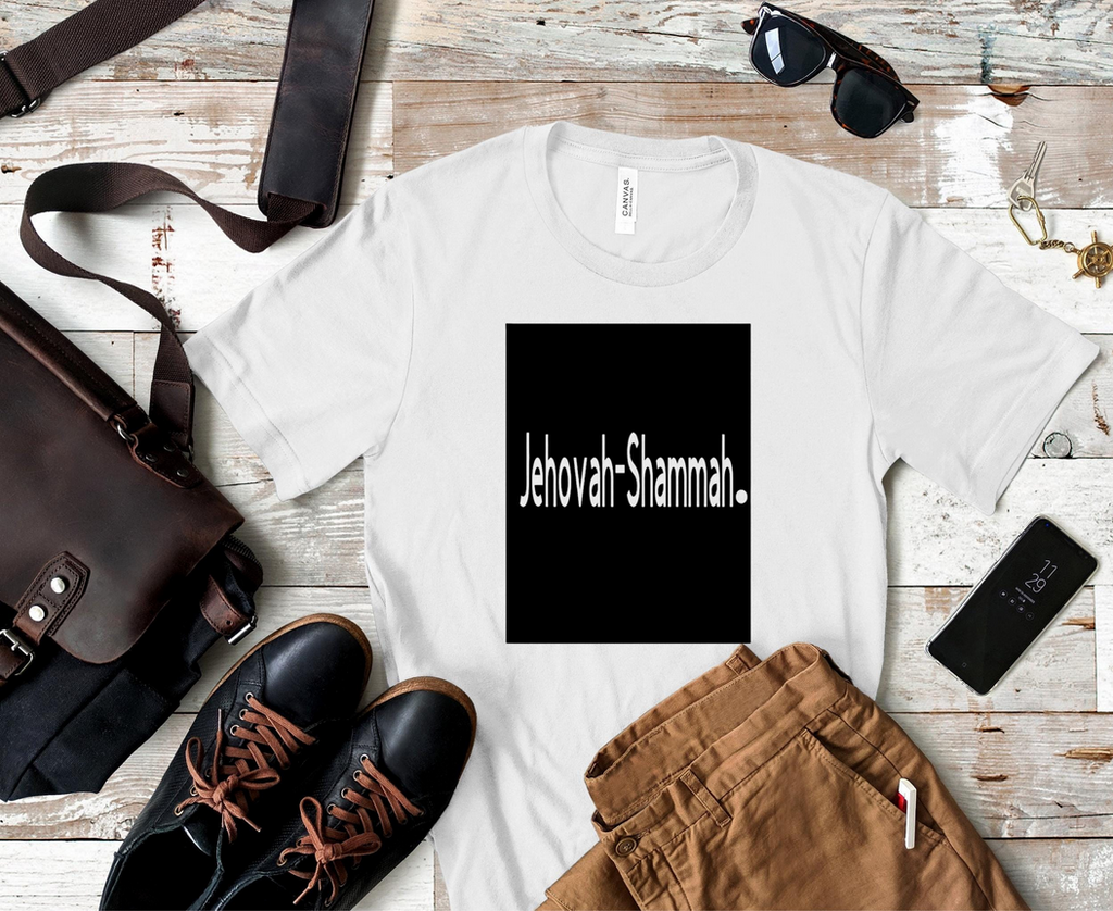 Jehovah Shammah Iron Decal | Custom Fabric Vinyl Sticker | T-Shirt Hoodie HTV| Durable Heat Transfer Graphic | 8.7in x 11.4in