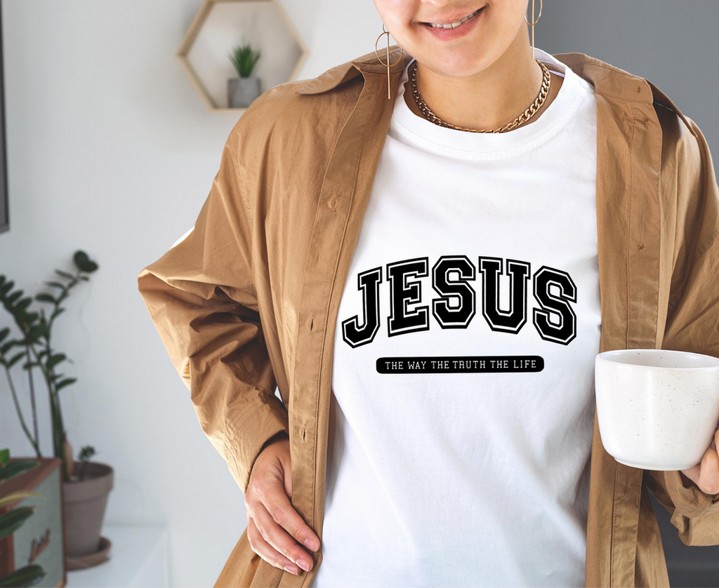 Jesus The Way Iron Vinyl Decal | The Truth The Life College Font | Faith Shirt Iron-On Design | Custom Jesus Hoodie Vinyl